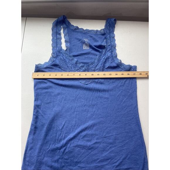 Y2K Mossimo Lace Trim Tank Top SZ XXL Blue Cami Fairy Coquette Gray Babydoll - Picture 4 of 7